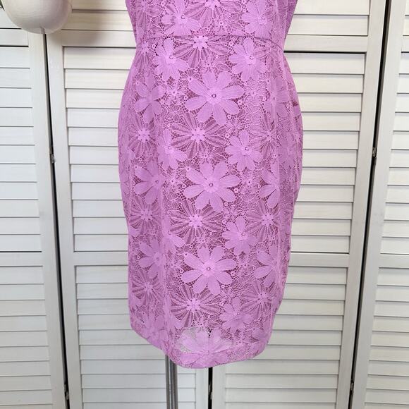 Rachel Parcell Pink Cap Sleeve Lace Sheath Dress Back Zip Womens Size 10 - Picture 4 of 11